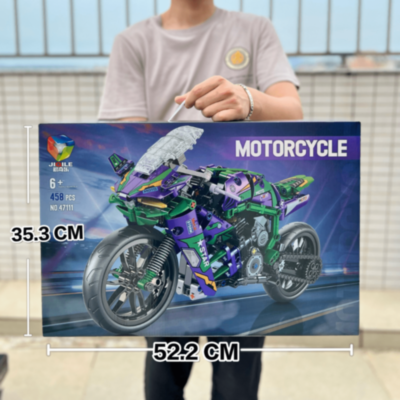 Set de construcție Motocicletă Racing Verde Violet cu 458 Piese | image