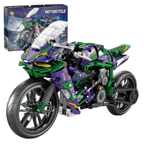 Set de construcție Motocicletă Racing Verde Violet cu 458 Piese