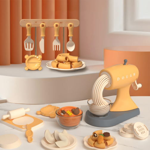 Mașină Jucărie Noodle Maker cu Pastă Colorată 
