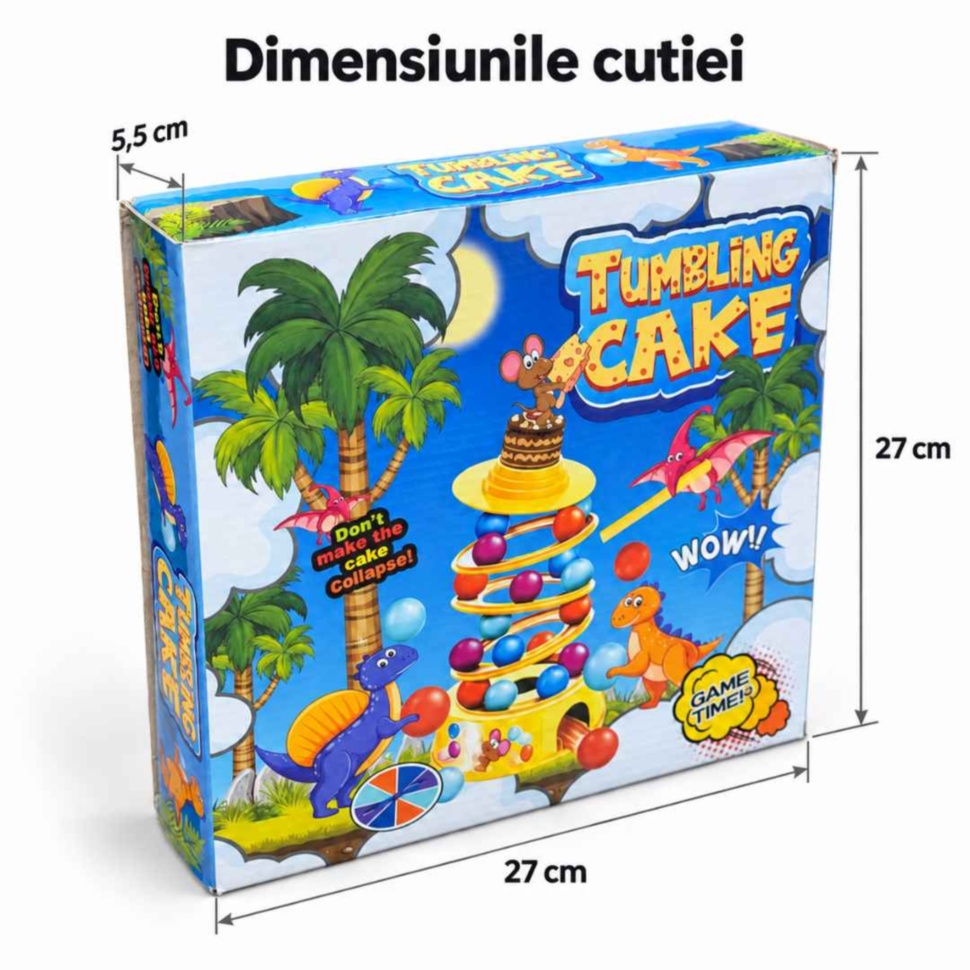 Cutia jocului Tumbling Cake cu dimensiunile de 27 × 27 × 5,5 cm