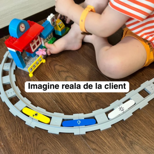 Tren Interactiv cu Blocuri Inteligente și Lumină pentru Copii