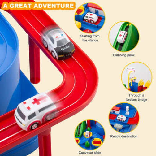 Set interactiv „Aventura cu Obstacole” – Manevrează mașinile și elicopterul