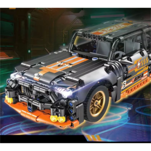 Mașină Supercar Mecanică cu Funcție Pull-Back, Set de 520 Piese