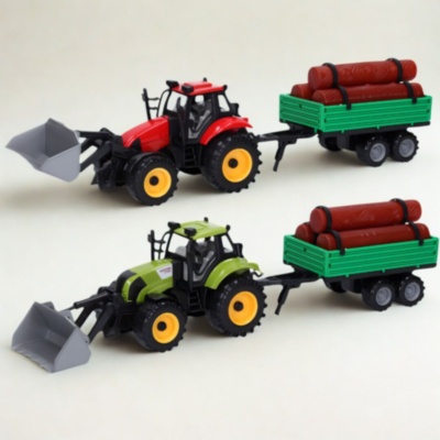 Tractor jucărie pentru copii cu cupă și remorcă (culoare aleatorie) | image