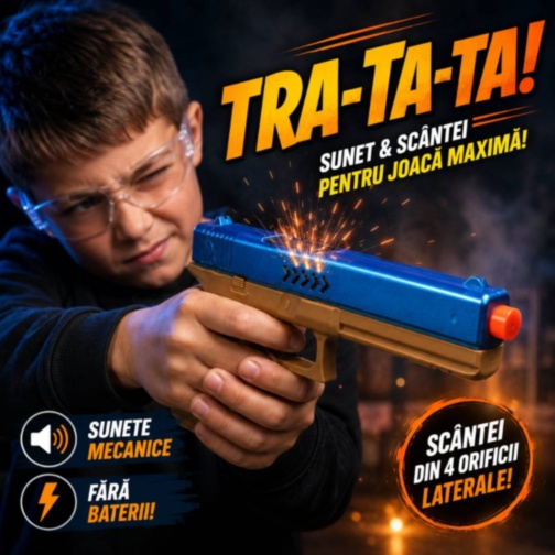 Pistol de Jucărie cu Sunet Mecanic și Scântei