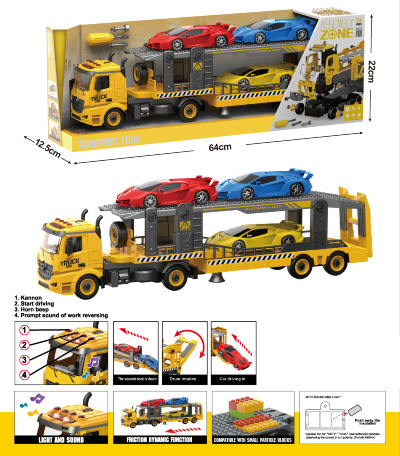 Set Camion Transport cu 4 Mașini - Funcții Realiste de Sunet și Lumină | image