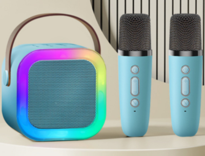 Boxă Karaoke Portabilă cu 2 Microfoane Wireless (albastru) | image