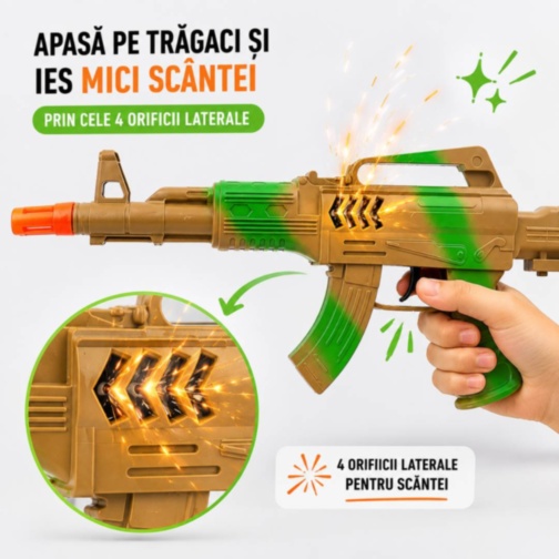 Pușcă de Jucărie cu Scântei și Sunet Pak-Pak