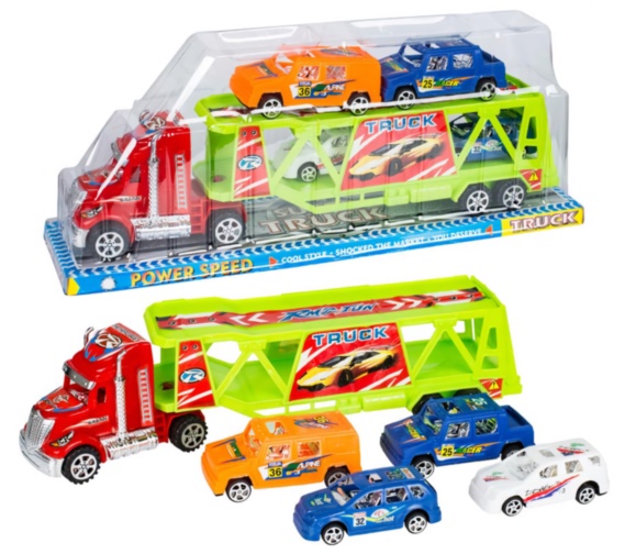 Camion cu Trailer și 4 Mașinuțe, 34cm