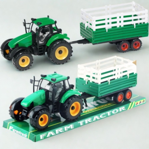 Tractor jucărie pentru copii cu remorcă platformă (culoare aleatorie)