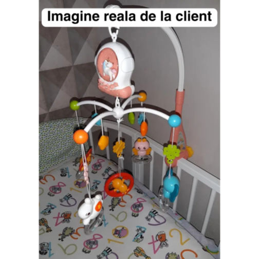 Carusel Muzical cu Proiector și Jucării Zornăitoare 