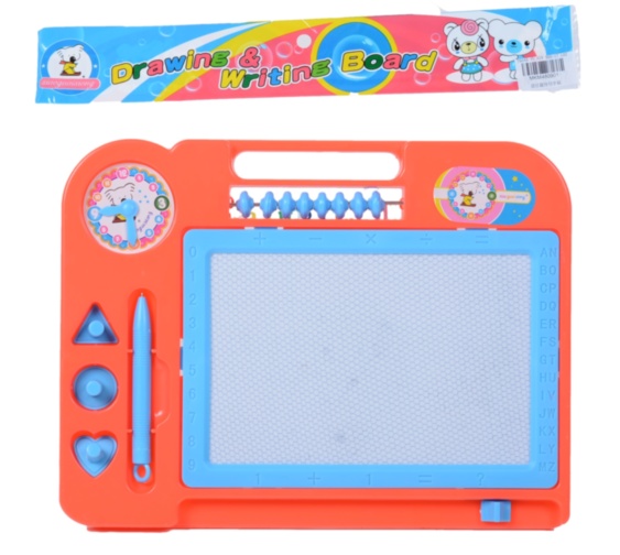 Tabla Magnetică de Scris și Desenat cu 3 Ștampiluțe și Numărătoare, 28cm 