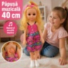 Păpușă muzicală de 40 cm, cu rochie colorată