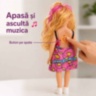 Păpușă muzicală de 40 cm, cu rochie colorată
