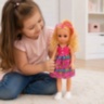 Păpușă muzicală de 40 cm, cu rochie colorată