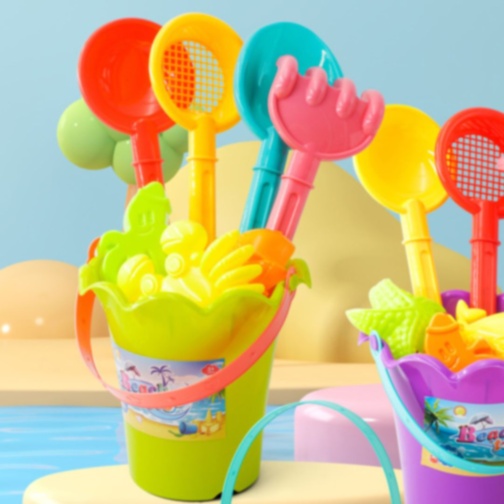 Set Jucării de Plajă – Găletușă cu Unelte Colorate și Forme Marine (culoare aleatorie)