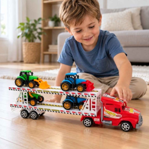 Camion transportor mare cu 4 tractorașe, 45 cm