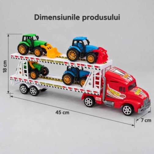 Camion transportor mare cu 4 tractorașe, 45 cm