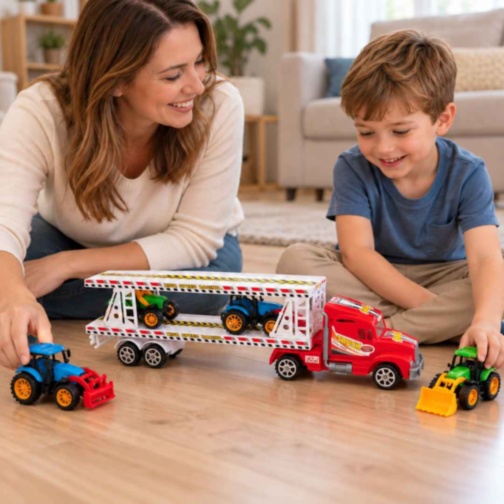 Camion transportor mare cu 4 tractorașe, 45 cm