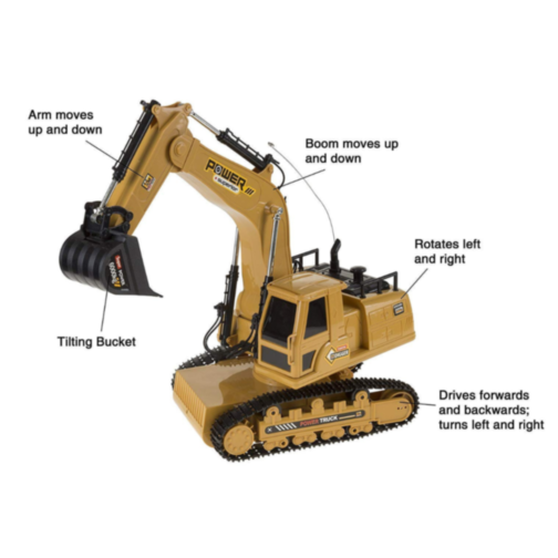 Excavator cu Telecomandă și Efecte de Fum și Lumină, Scara 1:14