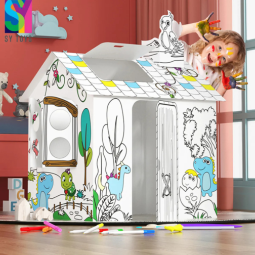 Căsuță interactivă de colorat pentru copii - 79x63x109 cm