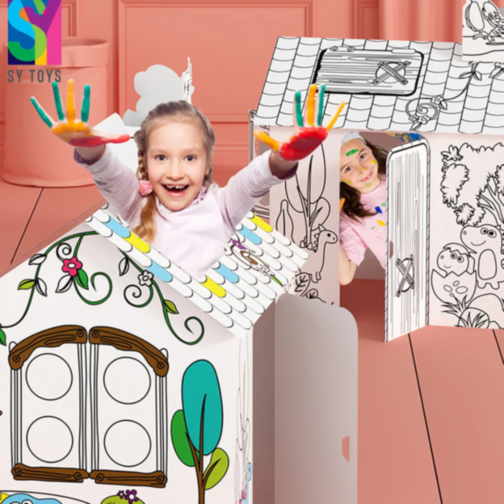 Căsuță interactivă de colorat pentru copii - 79x63x109 cm