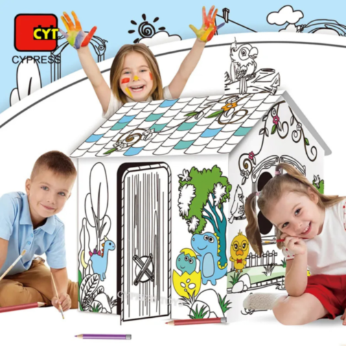 Căsuță interactivă de colorat pentru copii - 79x63x109 cm