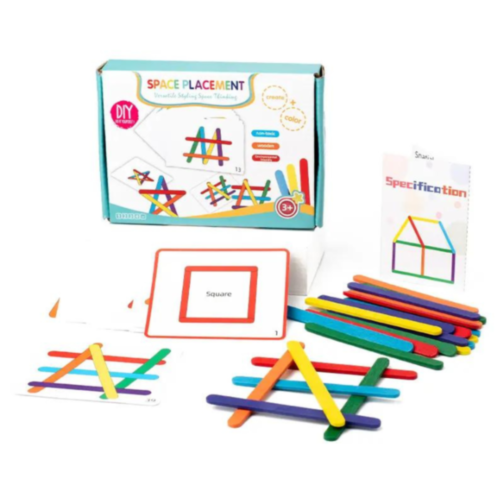 Set Montessori – Bețișoare Colorate pentru Construirea Formelor și Dezvoltarea Gândirii