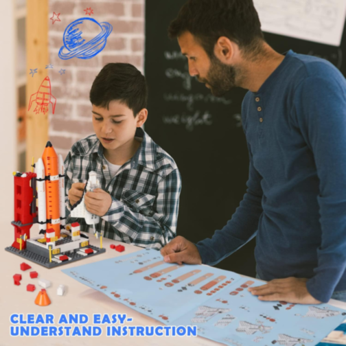 Set de Construcție 6 în 1 Navetă Spațială și Rachetă – 1000+ Piese