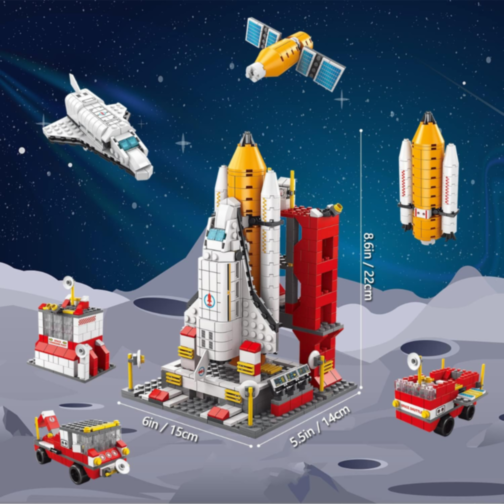 Set de Construcție 6 în 1 Navetă Spațială și Rachetă – 1000+ Piese