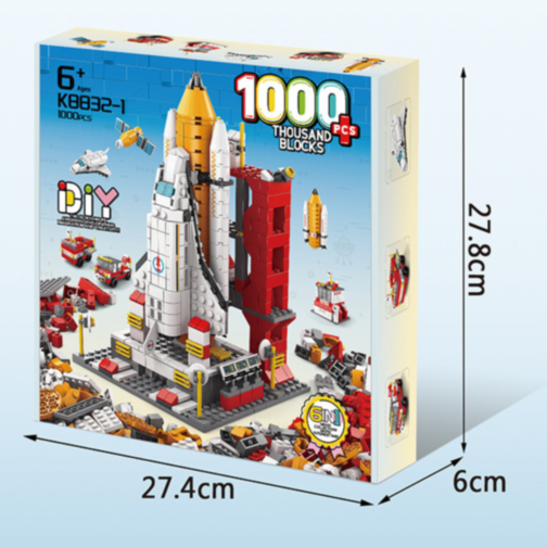 Set de Construcție 6 în 1 Navetă Spațială și Rachetă – 1000+ Piese