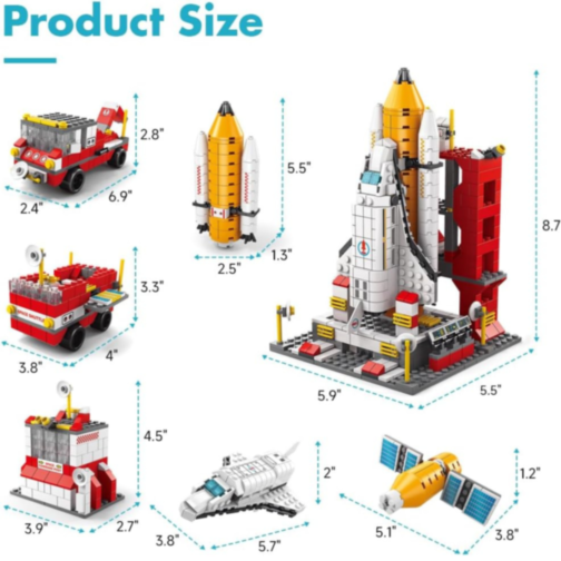 Set de Construcție 6 în 1 Navetă Spațială și Rachetă – 1000+ Piese
