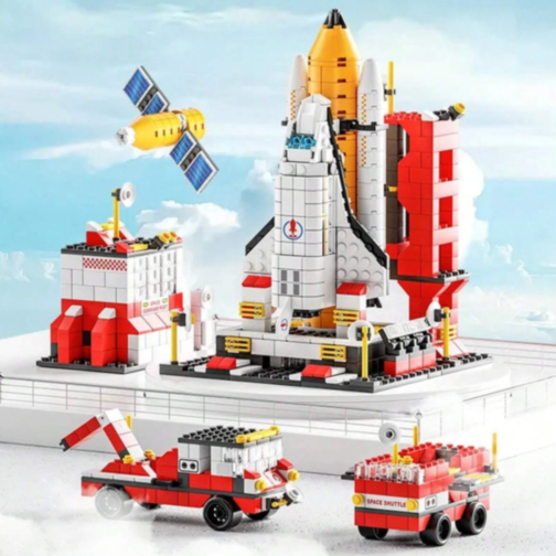 Set de Construcție 6 în 1 Navetă Spațială și Rachetă – 1000+ Piese