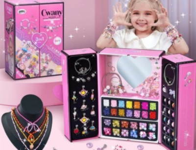 Set Bijuterii DIY Fetițe 3 în 1 cu Mărgele Colorate | image