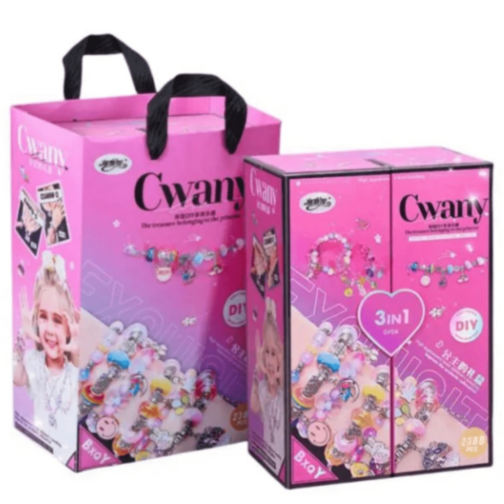 Set Bijuterii DIY Fetițe 3 în 1 cu Mărgele Colorate