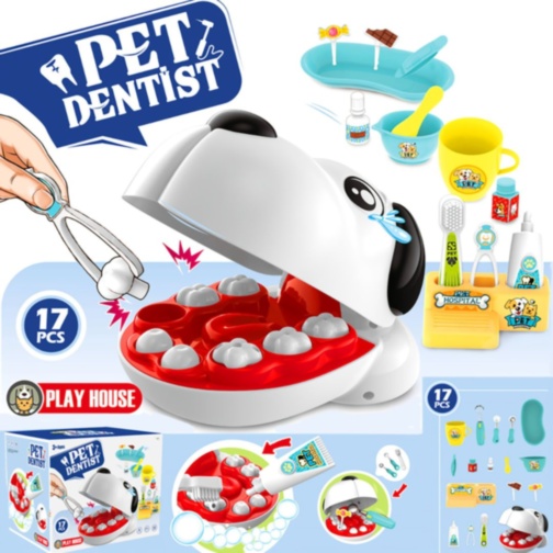 Set dentist pentru copii, jucărie doctor veterinar interactiv