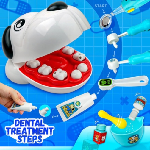 Set dentist pentru copii, jucărie doctor veterinar interactiv
