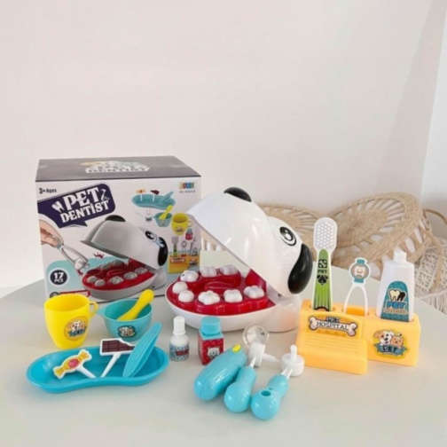 Set dentist pentru copii, jucărie doctor veterinar interactiv