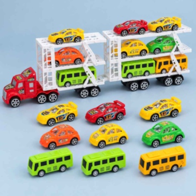 Camion transportor de jucărie cu 9 vehicule incluse | image