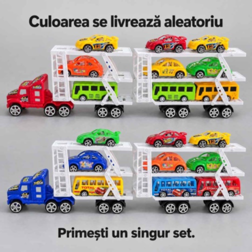 Camion transportor de jucărie cu 9 vehicule incluse