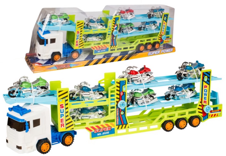 Mega Camion cu Trailer și 7 Motociclete, 64cm