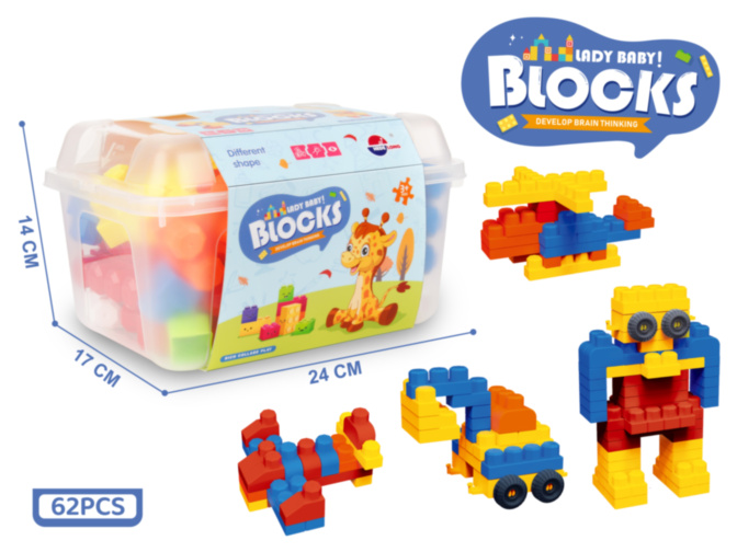 Set de Construcție în Cutie de Depozitare, 62 Piese