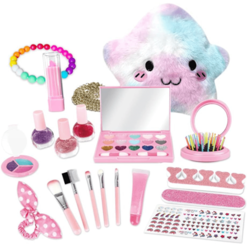 Set Machiaj Copii cu Geantă Puf Colorată Set Machiaj Copii cu Geantă Puf Colorată