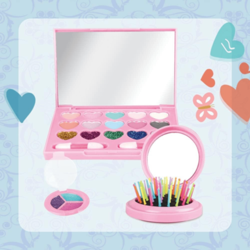 Set Machiaj Copii cu Geantă Puf Colorată Set Machiaj Copii cu Geantă Puf Colorată