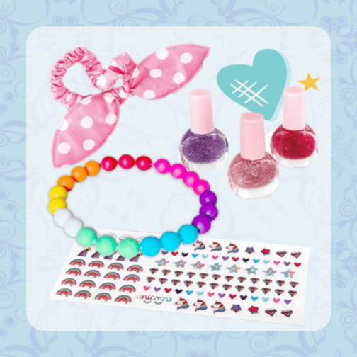 Set Machiaj Copii cu Geantă Puf Colorată Set Machiaj Copii cu Geantă Puf Colorată