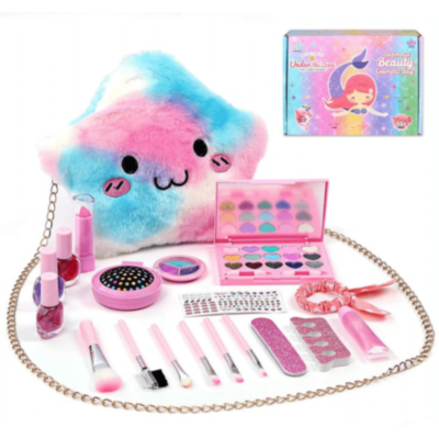 Set Machiaj Copii cu Geantă Puf Colorată | image