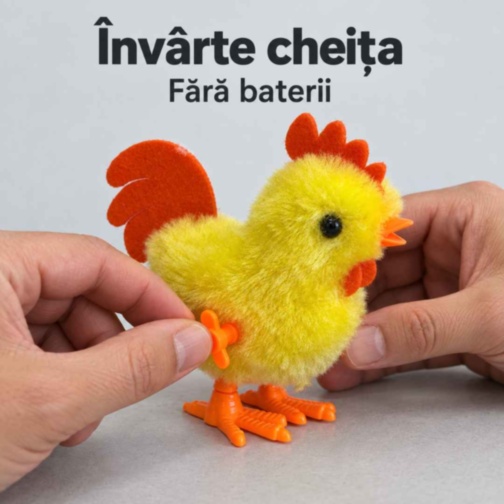 Cocoșel cu cheiță și înveliș pufos, fără baterii (24 display)