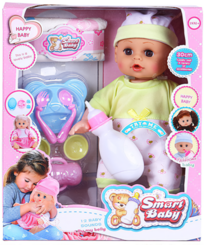 Bebeluș Interactiv cu Sunete, Pampers, Biberon, face pi-pi la oliță 
