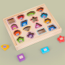 Puzzle Montessori din Lemn cu Forme și Cartonașe de Potrivire