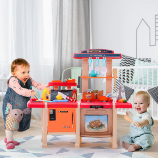 Bucătărie Interactivă pentru Copii cu Efecte Realiste și Set de 45 de Piese